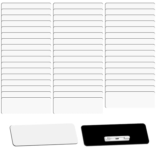100 etiquetas de nombre con alfileres Baise de 1x3 pulgadas en blanco para personalización