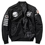 BXCNCKD Men's Flight Jacket Double Sided Wear Plus Coat Casual Jacket (Black, L)