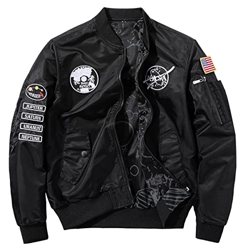 BXCNCKD Men's Flight Jacket Double Sided Wear Plus Coat Casual Jacket (Black, 5XL)