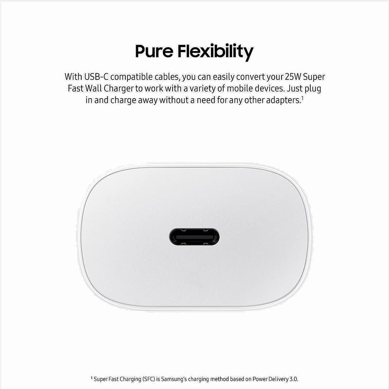 Image of 25W Type-C Super Fast Charger Compatible for Samsung Galaxy S23 Ultra /S23 /S23 Plus /S22 Ultra /S21 Fe 5GMobile Phone Charging True PD Adapter [Quick Charge] Adaptive Wall Charger - 25 Watt (White)