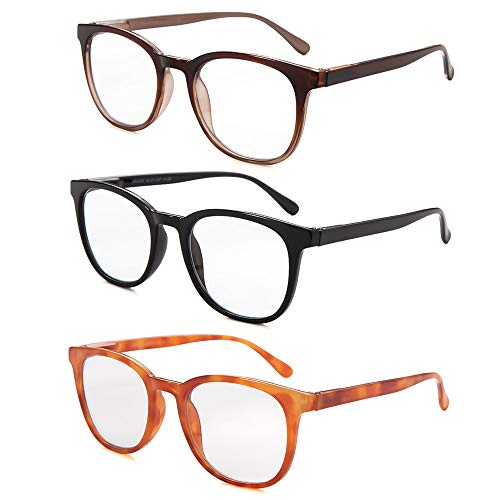 ❤ Crazy Deals Blue Light Blocking Reading Glasses for Women Men, Fashion Computer Glasses with Spring Hinge, Anti-Glare Anti-eyestrain Filter Lightweight Eyeglasses,UV400/3 Pairs