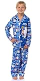 INTIMO Frosty the Snowman Boy's Christmas Sleep Collared Button Down Long-Sleeve Pajama Set (6/7)