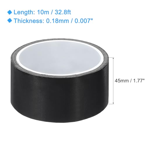 Image of MECCANIXITY High Temperature Tape 45mm PTFE Coated Fabric Tape Heat Resistant Tape for Vacuum Sealers Adhesive Tape 10m /33ft Black 0.18mm Thickness