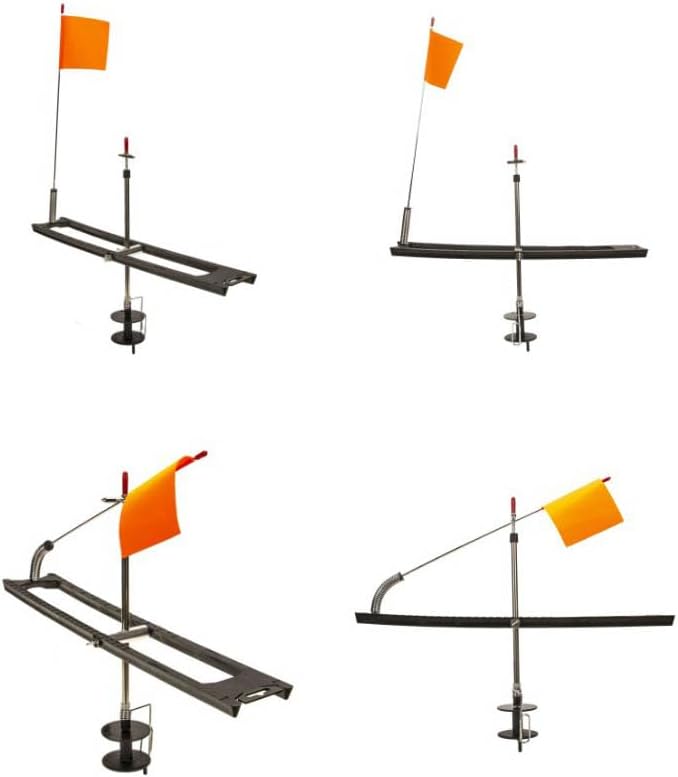 Pack of 1 Foldable Ice Fishing Tip-Up with Orange Flag Indicator - Portable ABS Rod for Winter Fishing - Easy Setup & Stable on Ice