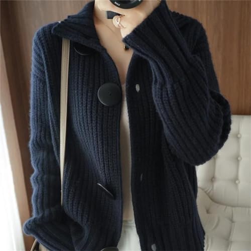 Women Cardigan High-End Warm Long Sleeve Big Buttons Knit Sweater Women Short Coat2