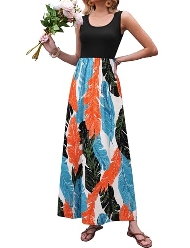 Bluetime Womens Sleeveless Maxi Dress Plus Size Flowy...