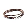 Tribal Steel · Men's XXL 23cm · 2-Tone Brown Plaited Leather Men's Double Wrap Bracelet #2