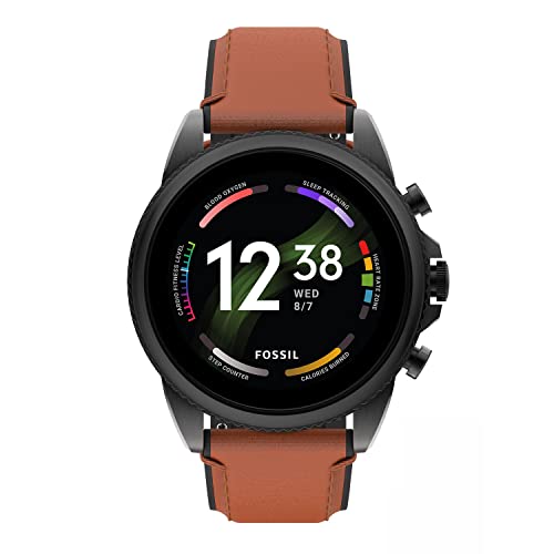 Fossil FTW4062 Men'S Gen 6 44Mm Stainless Steel And Leather Touchscreen Smart Watch cover