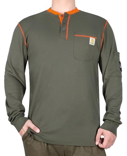 Amazon.com: BOCOMAL FR Shirts for Men CAT2 5.5oz Gray Henley