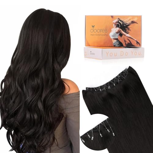 Image of DOORES 18 Inch Beaded Weft Hair Extensions Real Human Hair, Dark Brown 100g Micro Beaded Virgin Hair Weft Extensions