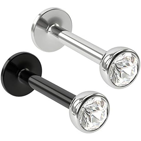 Bling Piercing 2pc 8mm Labret Bar Studs Cover