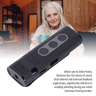 Oreilet Amplificatore per Cuffie, Amplificatore Acustico per Anziani con Cuffie Cablate, Controllo Volume, Audio Personale Dispositivo di Miglioramento Vocale (BLACK)