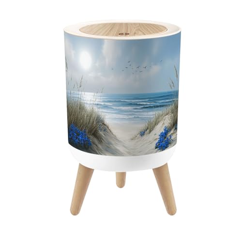 Pequeño bote de basura con tapa azul océano 1.8 gal