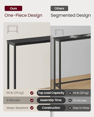 Image of VASAGLE 31.5 inch Console Table, Narrow Behind Couch Table, 1 Tier | BARNET Collection, One Piece Top, Steel Frame, for Entryway, Living Room, Modern, Charcoal Gray and Ink Black ULNT035BA01S