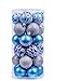 Valery Madelyn 30ct 60mm Winter Wishes Silver Blue Shatterproof Christmas Ball Ornaments Decoration for Christmas Tree