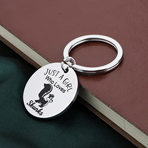 PLITI Skunk Gift Skunk Lover Gift Skunk Girl Gift Skunk Owner Gift Skunk Mom Gift Just A Girl Who Loves Skunks Keychain 5
