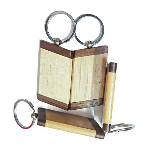 Image of Empty Wooden Keychains, Laser Engravable, Printable & Writable, Pack of 10 Assorted Shapes, 5cm x 3cm