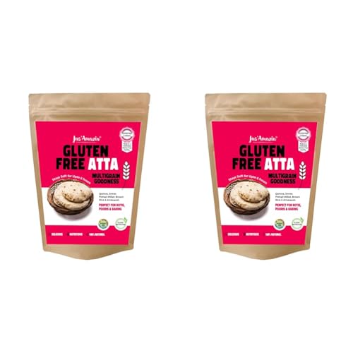 Image of Jus' Amazin Certified Gluten Free Atta (1kg)|Fluffy & Soft Chapatis |Multigrain (Millets, Quinoa, Amaranth) | Certified Gluten Free (Lab Tested)|Multipurpose (Chapati, Poori, Paratha, Baking)