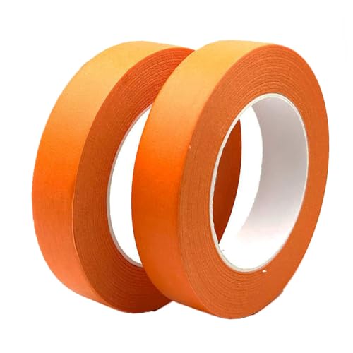 Image of 2 Pack Orange Painters Tape 1 inch Wide, Masking Tape 1 inch X 55 Yards X 2 Rolls, Orange Paper Tape for Arts DIY Crafts Painting Labeling Decoration School Projects Home Office
