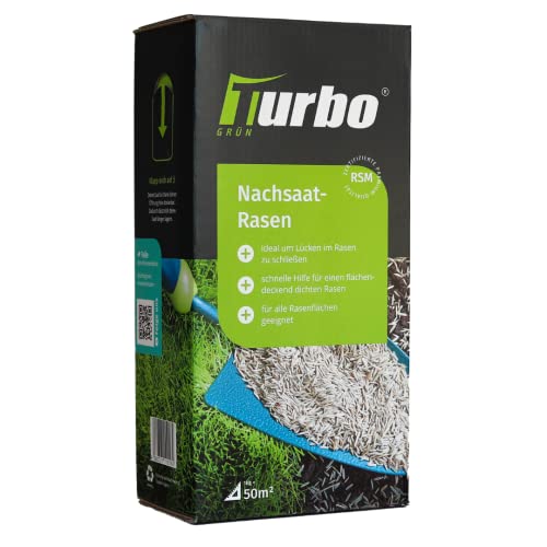 Turbogrün Rasensamen, Nachsaat Rasen 1kg, Rasensaat, turbo rasensamen, schnellkeimend, schnellwachsender rasensamen, Grassamen, Rollrasen, ideal gegen Lücken, RSM Qualität