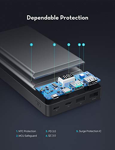image for RAVPower Portable Charger 20000mAh PD 3.0 Power Bank QC 3.0 18W USB C 