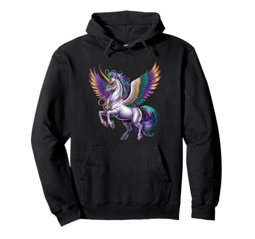 Feliz Mardi Gras Unicorn Mask Festival de Nueva Orleans Sudadera con Capucha