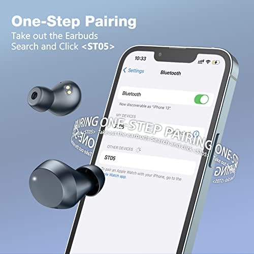 IKT True Wireless Earbuds Bluetooth Headphones 5.3, Wireless Headphones LED Power Display with Touch Control, Tpye-C Fast Charge,IPX7 Waterproof Stereo Wireless Earphones,For Work,Sport