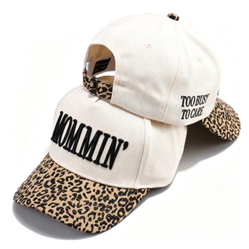 Image of Vintage Two-Tone Trucker Hat Adjustable Baseball Cap with Mommin Embroidery Ponytail Fit Unisex Outdoor Casual Headwear