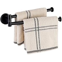 KES Black Swivel Towel Bar for Bathroom 9-Inch Swing Out Double Towel Bar 2-Arm Kitchen Wall Mounted SUS 304 Stainless Steel Matte Black, A2106S23-BK