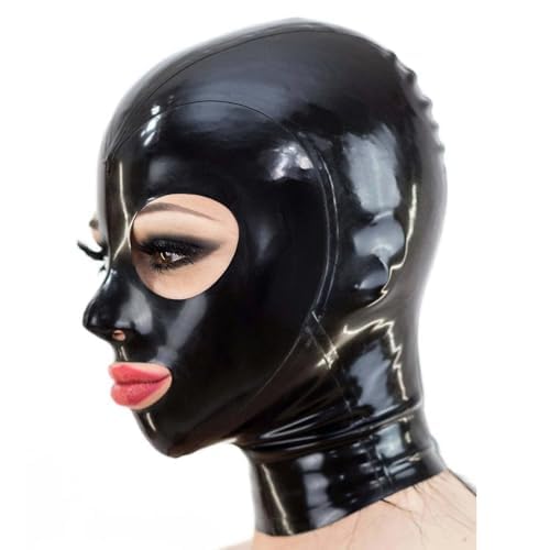 Kangxinsheng Black Latex Mask Hood,Rubber Masks with Open Eyes,Cosplay Costumes Clubwear Party Mask for Women Men-S - Image 4