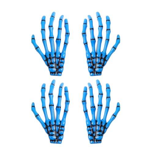 AKOAK 2 pares (4 piezas) de pinzas para el pelo de Halloween con garra de mano de esqueleto, accesorios de peinado femenino para niñas (azul)
