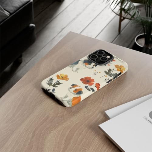 Coque iPhone 14 Pro Max rigide mate durable motif chiot mignon floral - 4