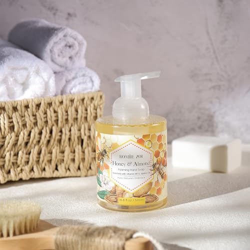 Image of ROMIIE ZOI Foaming Hand Soap, Honey & Almond, 500ml / 16.8fl.oz | With Gift Box, Gentle cleansing, nourishes skin without drying