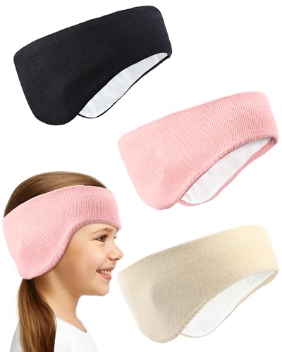 JenPen 3 Pcs Double-layer Ear Warmer for Kids Headband-knit Fuzzy Lined Winter Ear Muffs Cover for Boys Girls Ski Cycling(Versatile Color 3 Pcs)