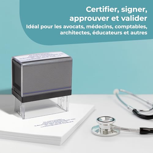 Cimpress Tampon Auto-Encreur Personnalisable avec Texte, Nom, Adresse ou Société, Grand Format 6,7 x 2,8 cm, Encre Noire, Idéal pour Bureau et Usage Professionnel – vue 5