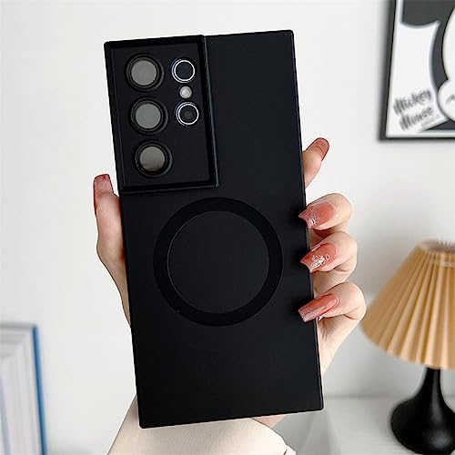 Coque magnétique en silicone mat avec couvre-objectif pour Samsung S22