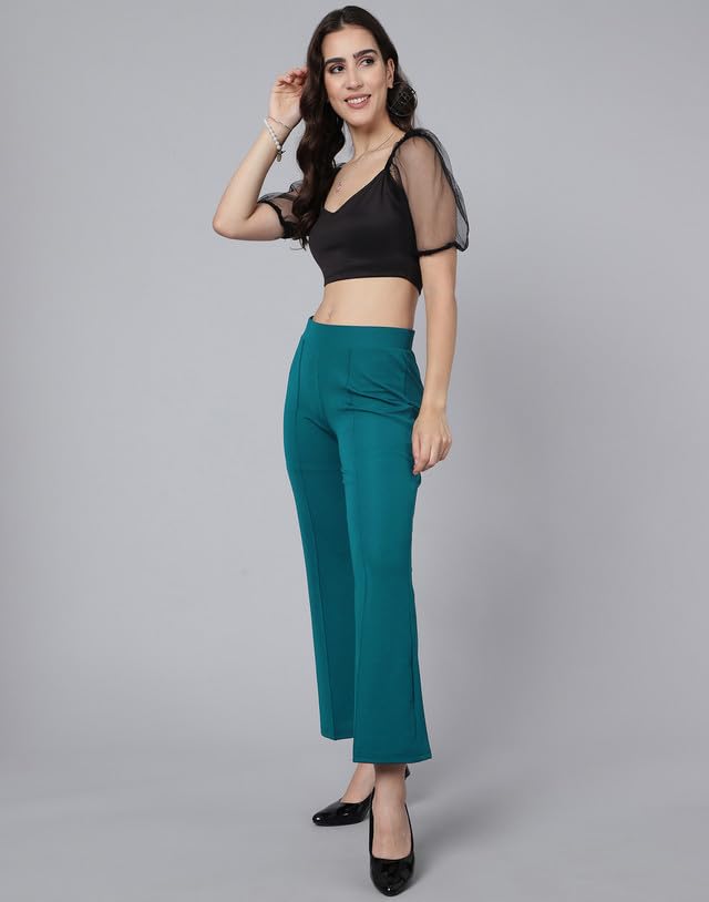 Image of SIRIL Women's Regular Fit Mid Rise Trouser