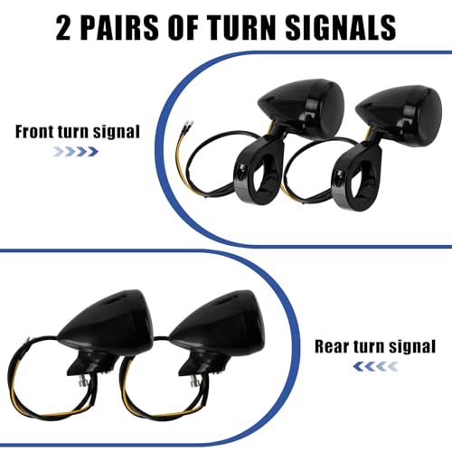 image for PSLER Motorcycle Turn Signal Light 41 mm Fork Clamp Front Rear Set LED