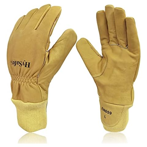 Intra-FIT Fireman Glove, Cow Grain Shell, Kevlar Lining EN659 Certified Fire Proof Glove for Firefighter.(1 Pair) Cover