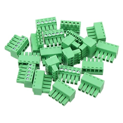 MECCANIXITY 20PCS 5-Pin PCB Mount Screw Terminal Block Connectors 3.81mm/0.15inch Pitch Circuit Board Connectors for Home Appliances, Industrial Projects