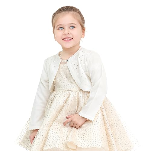 Lilax Baby Girls' Knit Long Sleeve One Button Closure Bolero Shrug 6-9 Months Cream #TOP7