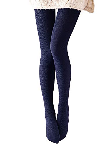 VERO MONTE 1 Pair Women's Modal & Cotton Opaque Knitted Patterned Tights (Navy) 40921