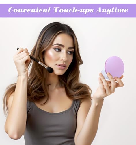 Mini Powder Container, 2 Pcs Reusable Powder Compact with Mirror and Puff for Makeup, Handbag, Anywhere Touch-ups (Pink & Black) - Image 6