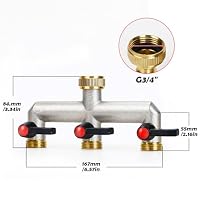 VAYALT 3-Wege Wasserhahn Wasserverteiler, 3-Wege Verteiler Wasser 3/4 Zoll Messing Wasseranschluss Verteile, Gartenschläuche mit 3/4" Adapter, Kugelhahn für großen Garten Bewässerung GartenschläUche – Ansicht 6