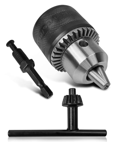 763198-1 3/8 Inch Drill Chuck Adapter Fit for Makita Impact Driver, Drill Bit Adapter Chuck Impact Driver Quick Connect Keyless 1/4 Inch Hex Shank