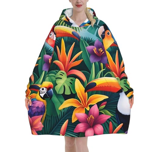 Couverture à capuche en flanelle tropicale grande taille pour hiver