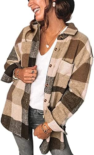 wkwmrpet Womens Corduroy Shacket Button Down Shirts Boyfriend Long Sleeve Oversized Tops Jacket