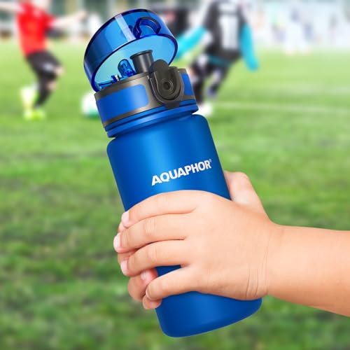 AQUAPHOR City Bottle 350 ml niebieska | podróżna butelka na wodę z filtrem z węglem aktywnym | filtry chloru i zanieczyszczeń | wykonana z tritanu i BPA | Bądź nawodniony w podróży!