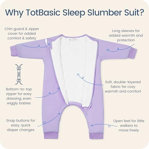 Image of Baby Sleep Sacks with Feet, 1.0 TOG Long Sleeve Wearable Blanket for 0-6M Infants & 2T-4T Toddlers, Soft and Cozy