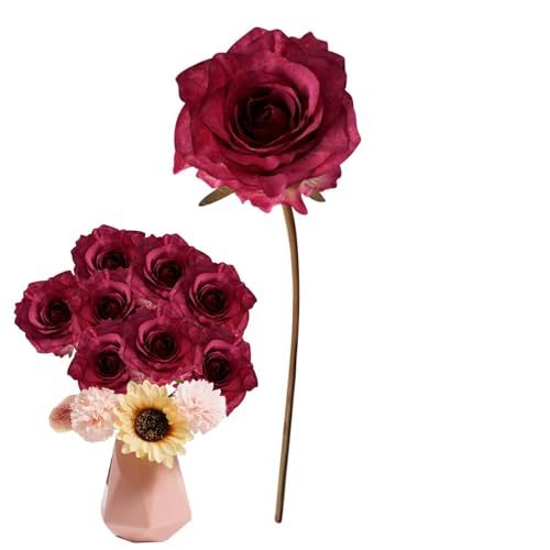 Genérico Rosas Flores Artificiales | Plantas Artificiales Exteriores Resistentes a UV - Decoración Exterior Impermeable Plantas Falsas para Bodas Decoración Rústica Primavera Mesas de Hotel